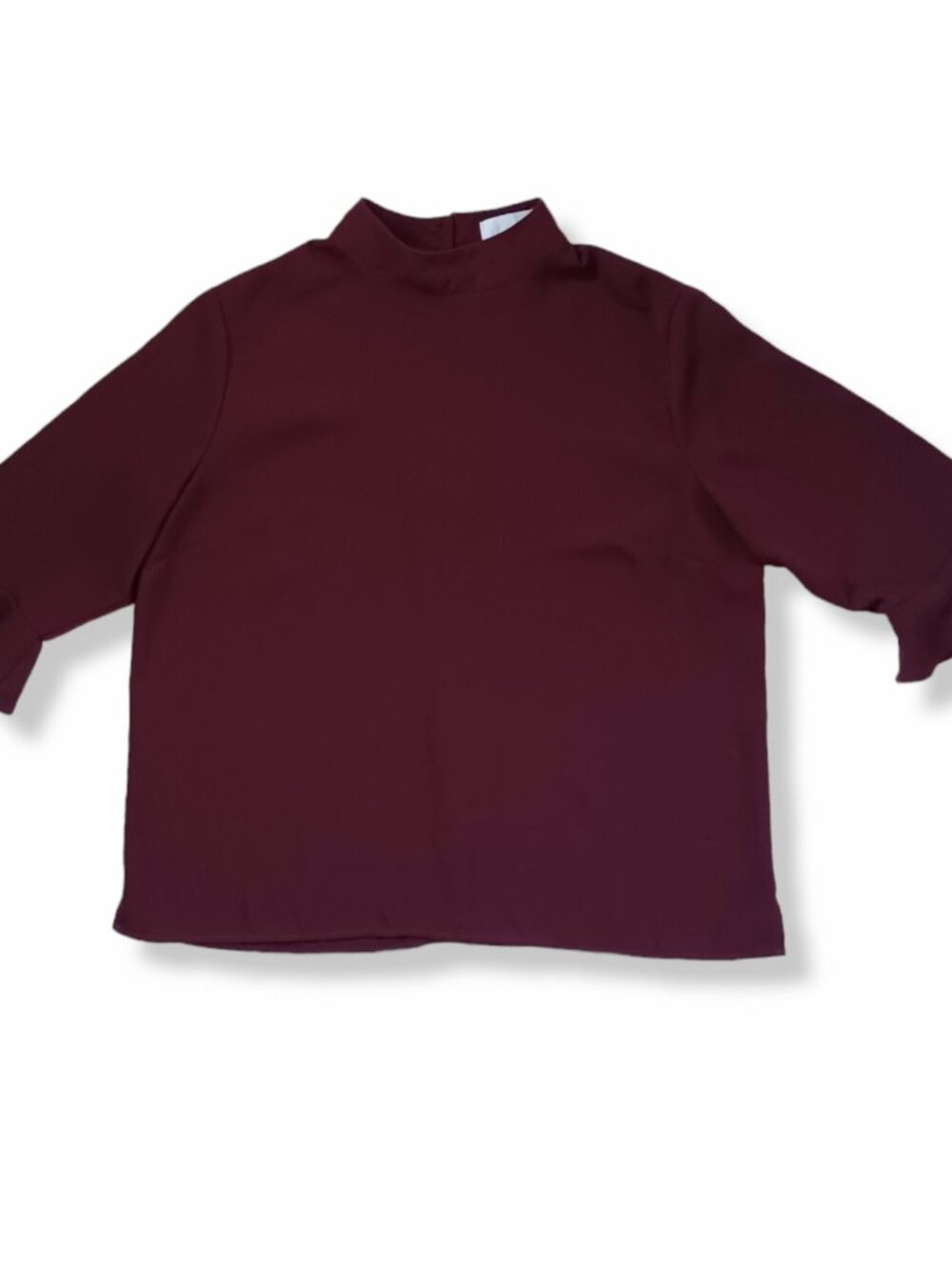 14th & Union Dressy Top Blouse Shirt Dark Red Mock Neck Careerwear Office Size S
